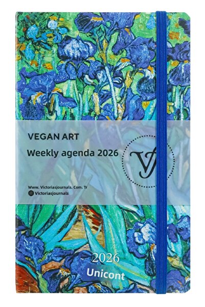 Victoria's Journals Веганско изкуство 2026 Седмичен дневник 13x21 см. Гъвкава веганска кожена корица.