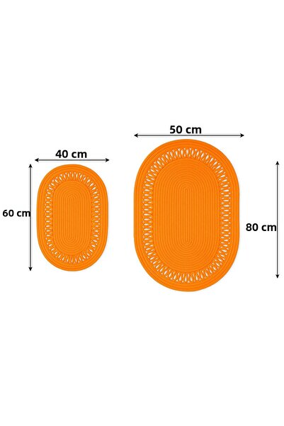 MaVaux Terra 4-Piece Bathroom Set – 2 Oval Mats & 2 Oval Baskets, Natural Rope Weaving, Handmade - Premium