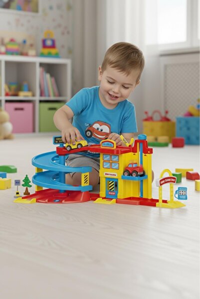 hak-iş oyuncak مجموعة جراج ميني كاملة – مجموعة موقف سيارات ملونة