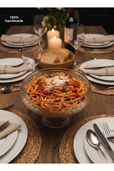 Paşabahçe Crystal Cut Footed Salad/Present Bowl 28cm