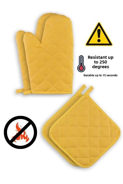 sevilya قفازات وحوامل فرن مقاومة للحريق والحرارة (قفازان، ومقبضان)