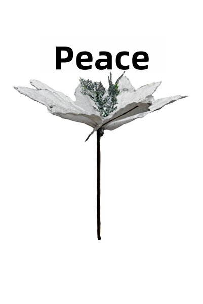 Huzur Party Store Ασημί Λευκό Λουλούδι Αλόγου 21 εκ. Βελούδινο Ασημί Παγιέτες Χριστουγεννιάτικο Πεύκο Πρωτοχρονιάτικο Τεχνητό Λουλούδι Διακόσμηση