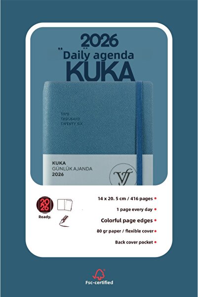 Victoria's Journals Kuka 2026 Daily Agenda A5 (14X21Cm) Flexible Cover Ivory 80Gr.