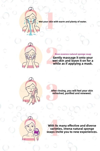 Jimena Natural Gülpembe Natural Sponge Soap, Skin Rejuvenation, Purification, Exfoliating Effect