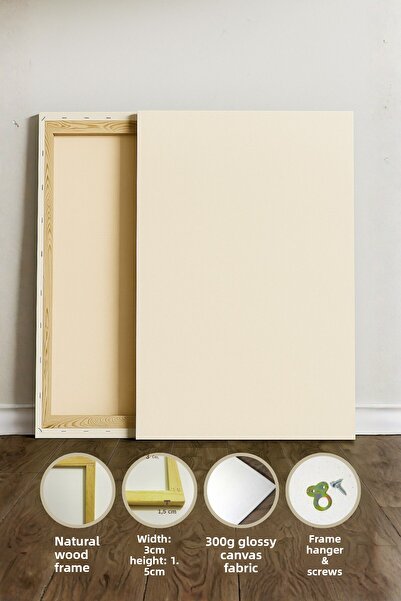 AKSU SANAT Hobby and Workshop Set, Natural Wood Canvas + Frame Hanger + Screws (25X35Cm)