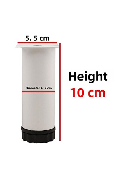 Badem10 Dulap reglabil Mobilier Baza canapea Suport metalic Picior 10 Cm Picioare albe 8 buc