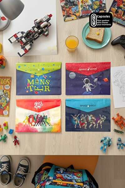 caps office 4 A4 Snap Envelope Files Special for Boys – Monsters, Space Travel, Space & Sports