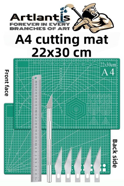 Artlantis Cutting Mat A4 Kretuar Set and Steel Cevel 30 cm 1 Piece 22X30 cm D...