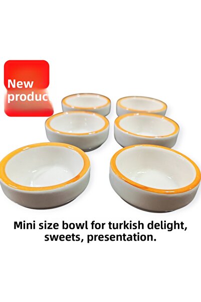 Ganita home Ceramic Joker Bowl Coffee Side Turkish Delight Bowl Mini Bowl 6 Pieces Orange