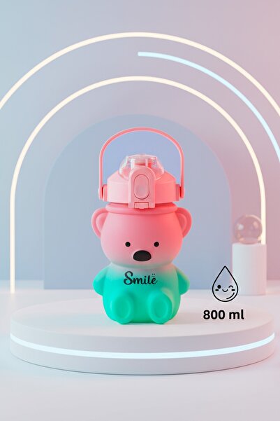 hak-iş oyuncak زجاجة مياه على شكل دب وردي سعة 800 مل - زجاجة مياه على شكل دب ...