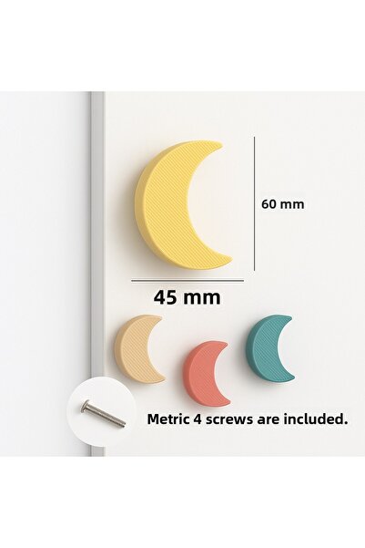 ka tasarım Baby and Children's Room Moon Motif Handle, Furniture Handle Is Sent as a Set of 2