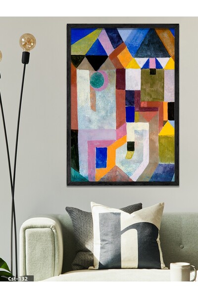 CeSht Model geometric abstract colorat, pictură într-o singură bucată, înrăma...