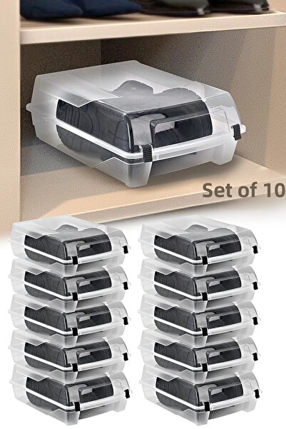 Meleni Home 10 Pcs Boot Shoe Box - Transparent Shoe Storage Box Organizer Tra...