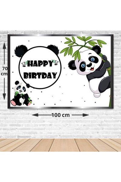 Parti Dükkanım لافتة عيد ميلاد باندا بدون صورة 70*100 سم