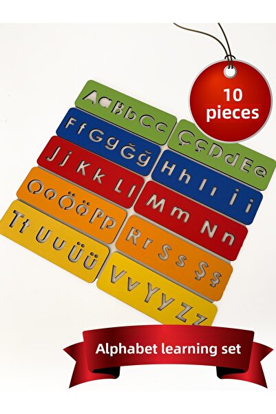 Rovexa Wooden Children's Montessori - Alphabet Learning Set - 5 Colorful Hand...