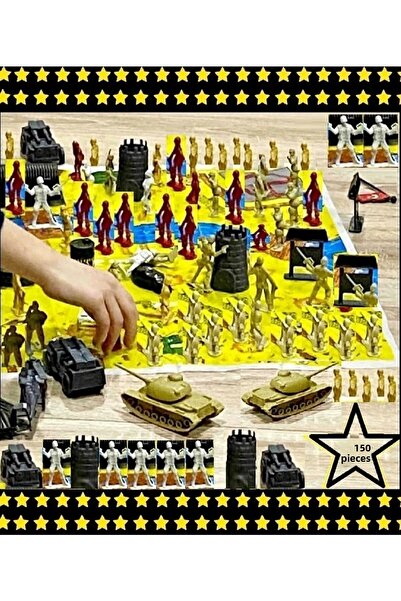 OYUNCAKSAHİLİ Tankist Soldier Set Play Mat Taaam 150 Pieces 3 Packs Commando Airplane Fortress Strategy Soldier Toys