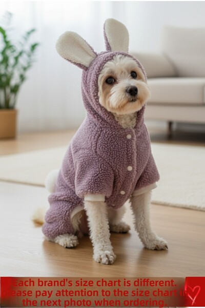 Barneystore Cat Dog Lilac Plush Eared Rabbit Jumpsuit (WITH FENCE)