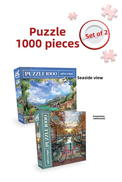 Neverland 1000 Pieces of 2 Puzzles - Seaside Scenery and Amsterdam