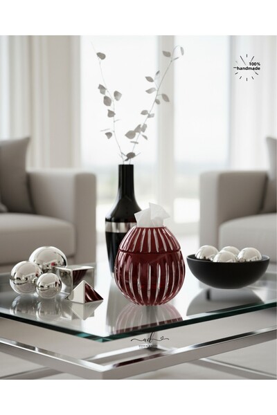 AKDEN STORE Cutting Decor Handcrafted Tableware Czech Napkin Holder,Glass Napkin Holder