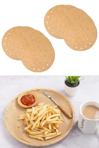 Buffer ® 200 قطعة من ورق الخبز للمقلاة الهوائية، نموذج ثقب دائري مقاوم للزيت للاستعمال مرة واحدة