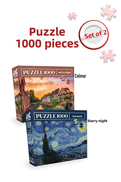 Neverland 2 Pcs 1000 Piece Puzzle - Colmar and Starry Night (Starry Night)