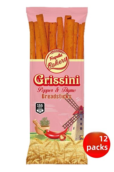Frapella 12 Pack Grissini - with Hot Pepper and Thyme, 70 Gr.