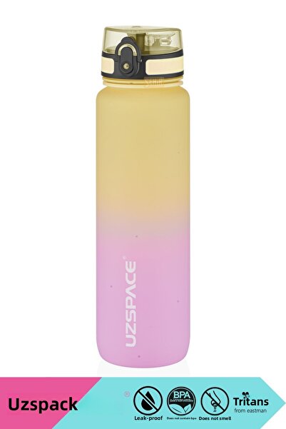 Uzspace زجاجة مياه تريتان تحفيزية جديدة سعة 1000 مل - لون مزدوج، مانعة للتسرب، خالية من مادة BPA، وغطاء قابل للقفل