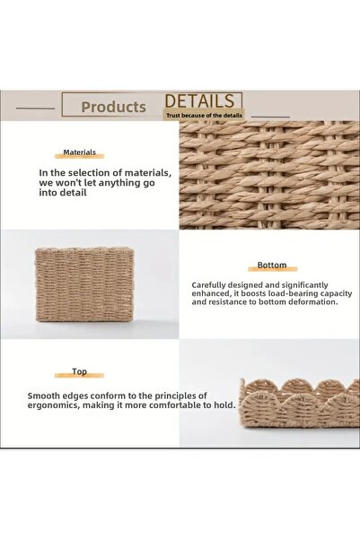 esdekor L European Rustic Vintage Hand-Woven Desktop Storage Basket Paper Rope Decorative