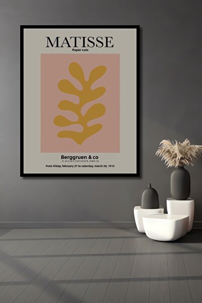 Teona Ahşap Tablou decorativ din lemn dreptunghiular Compoziție de frunze Matisse Aspect cadru