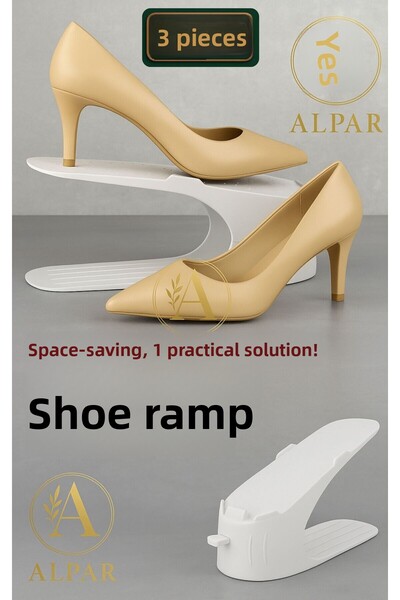ALPAR 3Pcs White Shoe Rack Space Saving Odorless Modern Shoe Organizer Shoe Stand