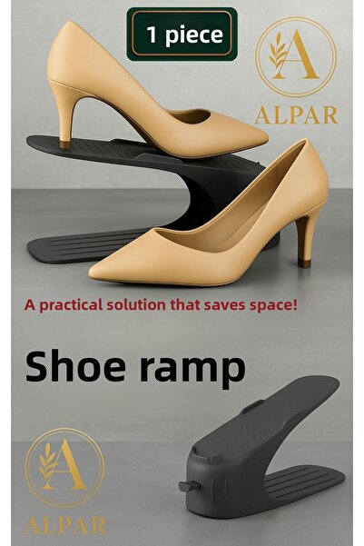ALPAR 1Pc Black Shoe Ramp Space Saving Odorless Modern Shoe Organizer Shoe Stand