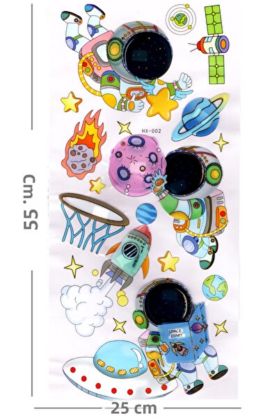 Limmy Autocolant de perete Autocolant 3D în relief, Autocolant de perete 3d (HX002) 55x25 cm - Racheta astronaut