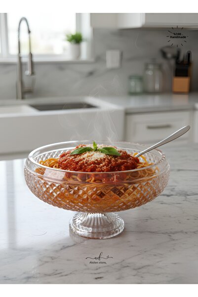 Paşabahçe Crystal Cut Footed Salad/Present Bowl 28cm