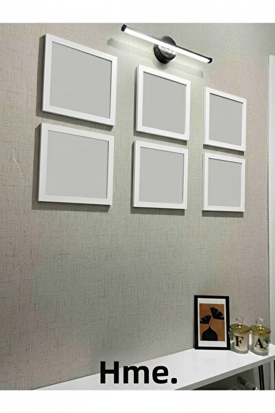 Wooden Factory Set of 6 White Frames – 20X20 cm (Outer Measurement) Square Wall Decoration and Photo Frame