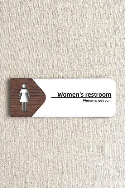 Kuzeylina لافتة باب المرحاض النسائية - لافتة توجيه المرحاض MDF |   19x7 سم طب...