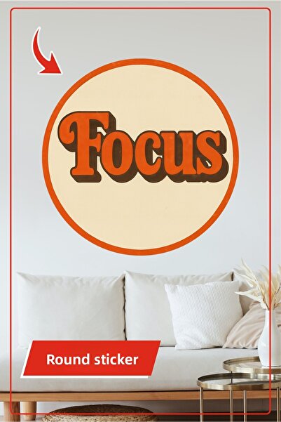 KOSS Dijital Autocolant rotund Focus Retro cu margine portocalie, design tipo...