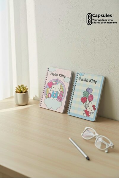 caps office 2 Pieces Hello Kitty Themed A6 Lined Spiral Notebook Set – 50 Sheets