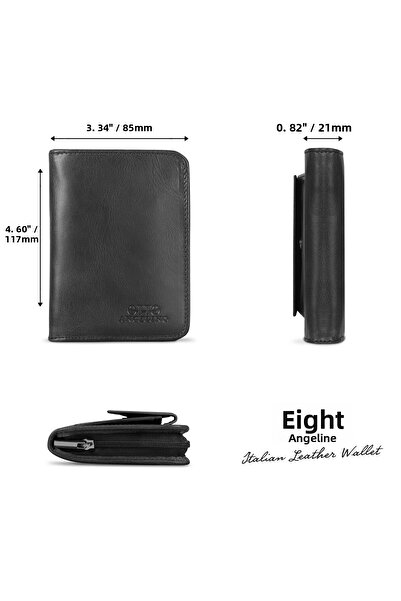 OttoAngelino Otto Angelino Italian Leather Multi-Purpose Zippered Wallet with RFID Protection - Black