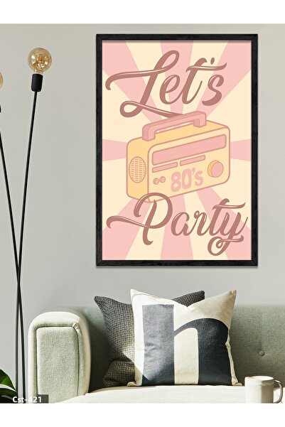 CeSht لوحة فنية من قطعة واحدة بإطار خشبي أسود من Lets Party