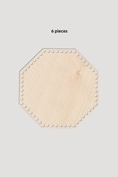 Lucena Ξύλινο Οκταγωνικό Καλάθι Δίσκος Βάσης 14x14 εκ. 6 Τεμάχια Αξιοκοριά 3εκ.