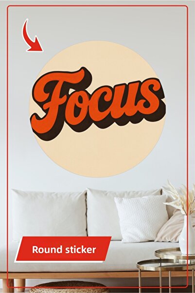 KOSS Dijital Autocolant rotund Focus Retro, decorativ vintage, cu fundal crem...