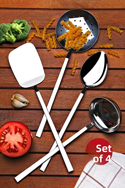 HAZARPAZAR 4 Piece Luxury Ladle, Colander, Spatula, Spoon Set