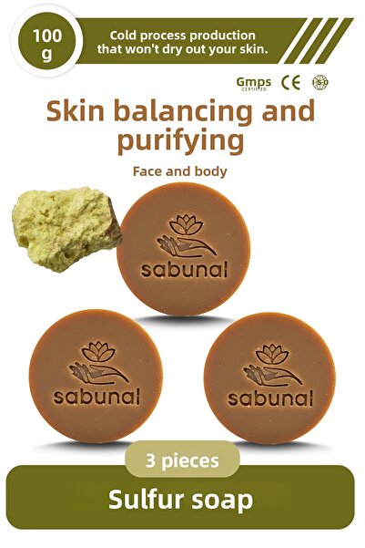 sabunal Sulfur Soap 3 Pieces – Skin Balancing and Purifying Natural Soap