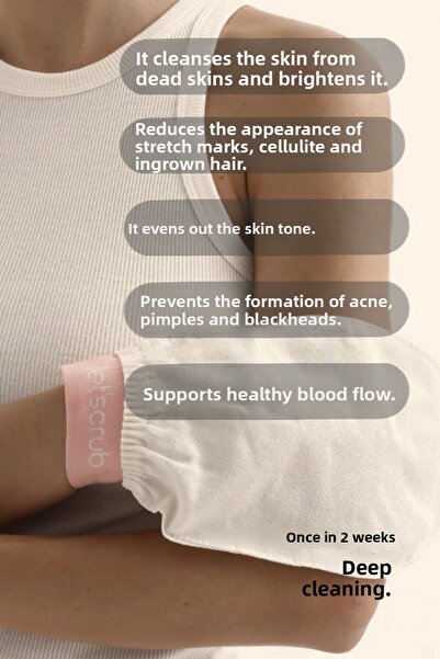 LET'SCRUB 1 Ecru Bath Shower Scrub Peeling Glove 100% Flush Silk for Normal Skin