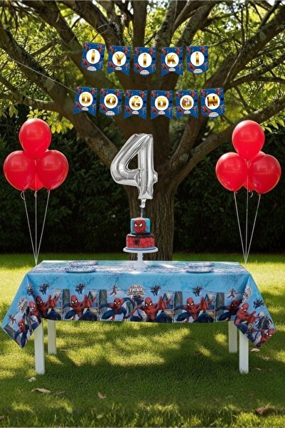 Umamiçe مجموعة حفلات عيد الميلاد بعمر 4 سنوات بطابع سبايدر مان - مفرش طاولة +...