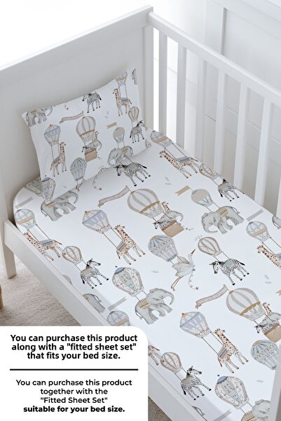 Tuğba Kuğu Baby Boy Duvet Cover Set (100X150) - Pureline Series - Dreamland Safari