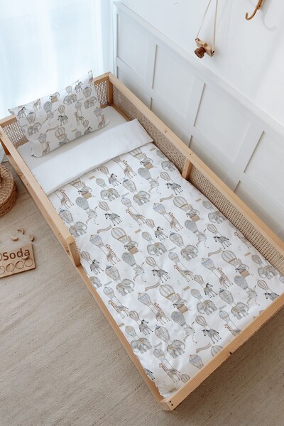 Tuğba Kuğu Montessori Bedding Set (100X200) - Pureline Series - Dreamland Safari