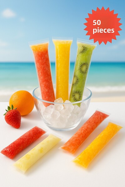 COLORPAK أكياس ميي بوز قابلة للغلق 50 قطعة، أكياس ميي بوز محلية الصنع للآيس ك...