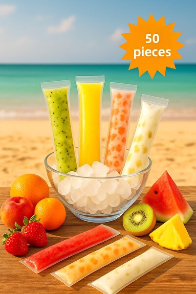 COLORPAK حقيبة ميبيز 50 قطعة من أكياس الآيس كريم ذات السحاب 5.5×22 سم للوجبات...