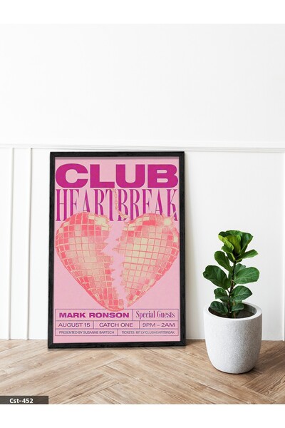 CeSht Club Heart Break One Piece Black Wooden Framed Painting